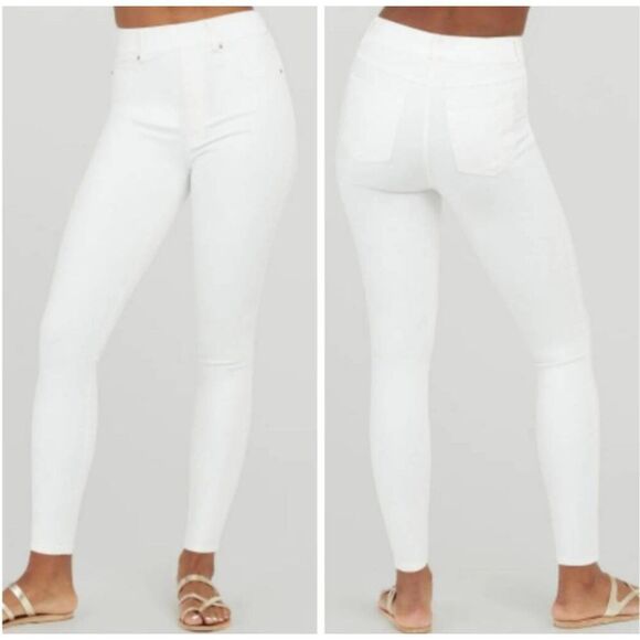 Spanx White Ankle Pull-On Skinny Jeans Pants Sz L Slimming Shaping 20271R - Picture 11 of 11